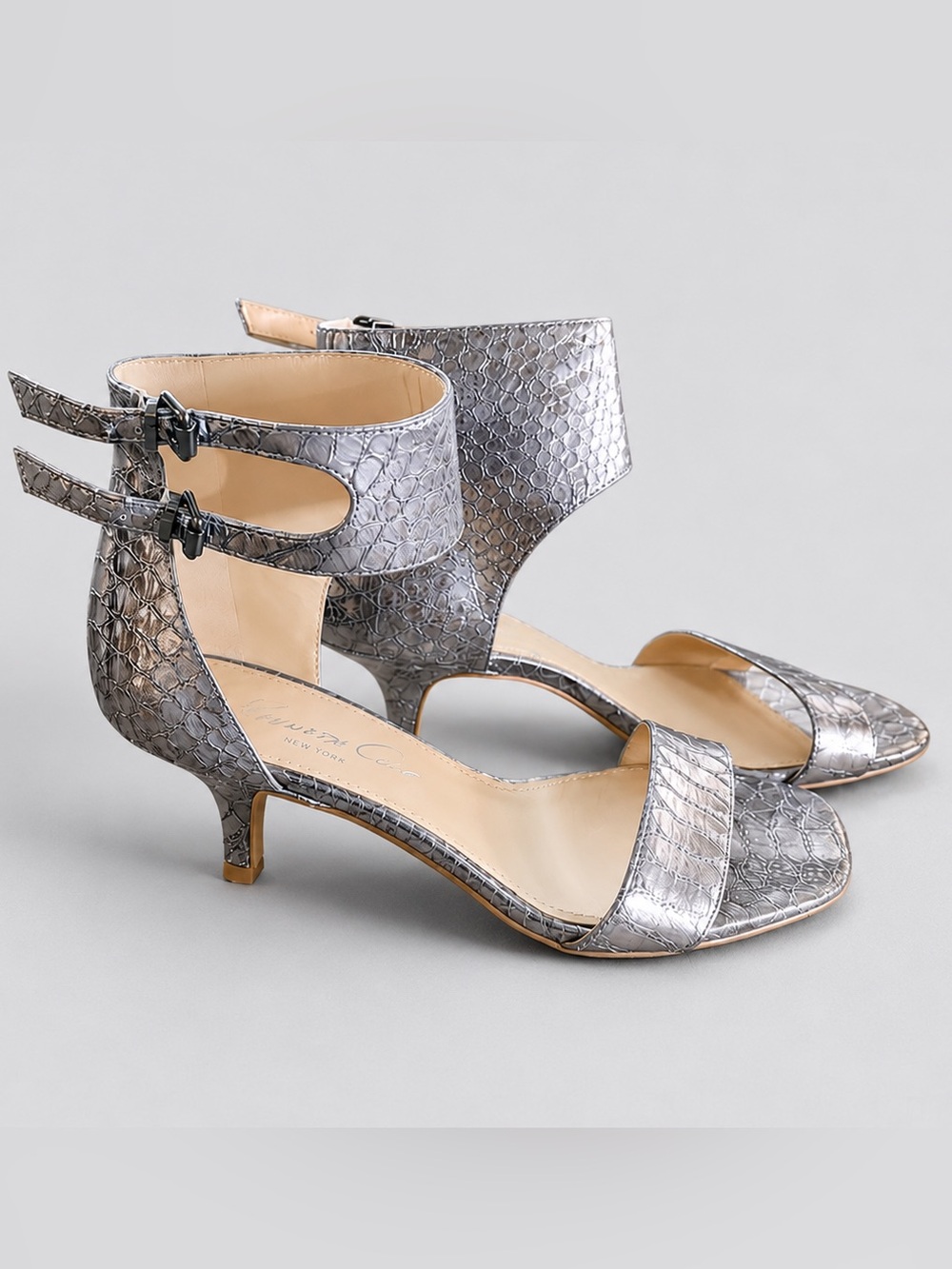 Kennth Cole Silver Ankle-Strap Women's Sandals-size 8 1/2